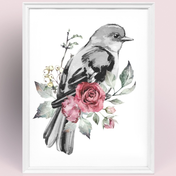Other - Watercolor Illustration Cute Bird Wall Art Print Poster UNFRAMED